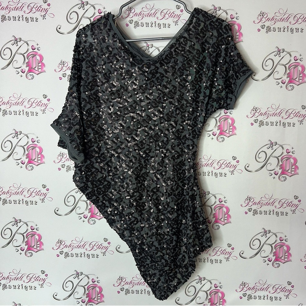 Guess dress Sequin Black grey sparkly shimmer shiny asymmetrical